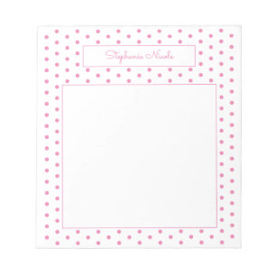 Bloc-note Simple Bordure Mince Personnalisée Rose à Points
