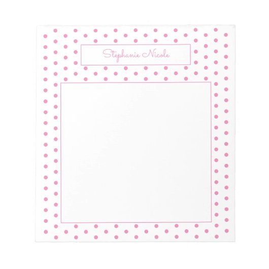 Bloc-note Simple Bordure Mince Personnalisée Rose à Points (Devant)