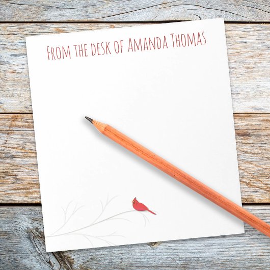 Bloc-note Simple Cardinal Rouge Élégant Arbre de bouleau en 