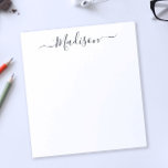 Bloc-note Simple Chic Minimaliste Script Tourbillonnant Nom<br><div class="desc">Élégant bloc-notes noir et blanc avec votre nom personnalisé dans la calligraphie script tendance avec des fioritures. Moderne et minimaliste,  ce design de style signature simple est élégant mais élégant.</div>