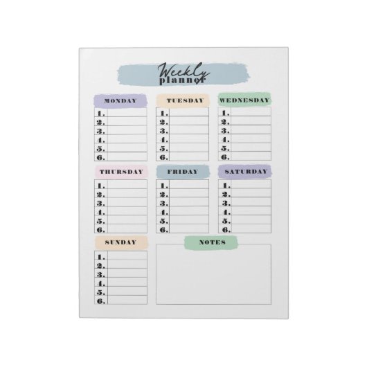 Bloc-note Simple couleur changeable brushstroke Weekly Plann (Tourné)