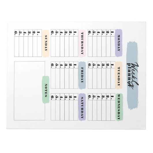 Bloc-note Simple couleur changeable brushstroke Weekly Plann (Devant)