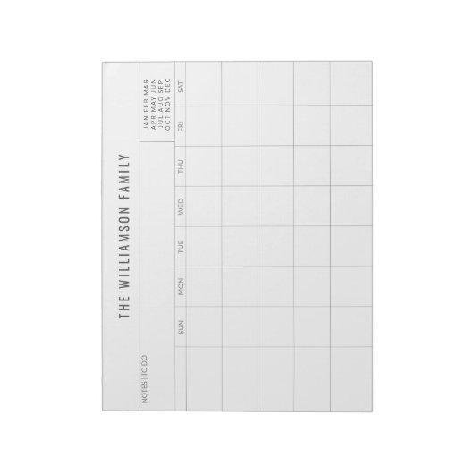 Bloc-note Simple Custom Family Planner Monthly Calendar (Tourné)