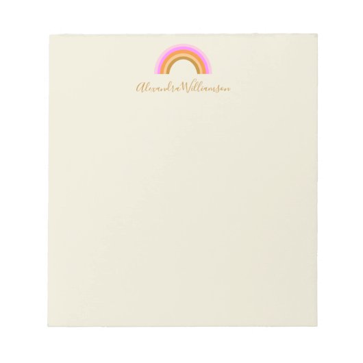 Bloc-note Simple Cute Retro Rainbow Nom de script personnali (Devant)