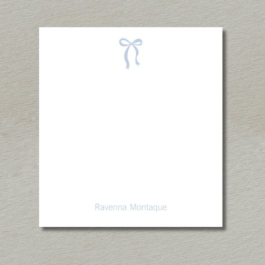 Bloc-note Simple Dusty Blue Bow Script Custom Name Script