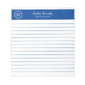Bloc-note Simple Élégant Cobalt Blue Linogram Business (Devant)