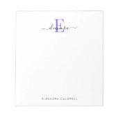 Bloc-note Simple Élégant Monogramme Classique Violet (Devant)