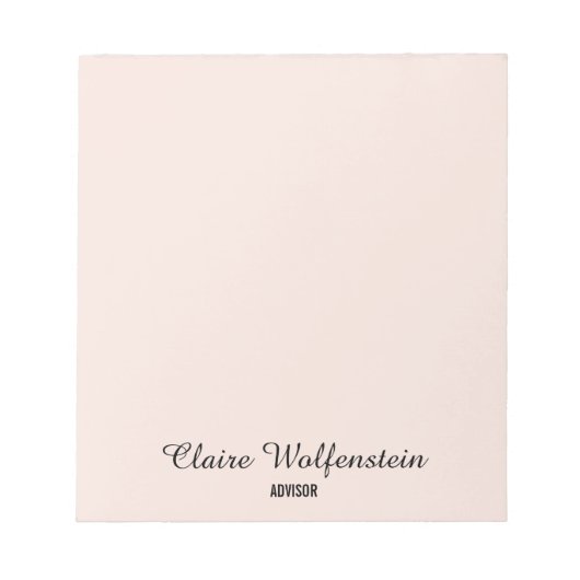 Bloc-note Simple Élégant Rose Pâle Professionnel (Devant)