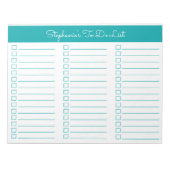 Bloc-note Simple Elegant Teal 8.5x11 Three Column Checklist (Devant)