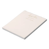 Bloc-note Simple Élégante Signature Minimal Rose Pâle Or (Tourné)