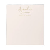 Bloc-note Simple Élégante Signature Minimal Rose Pâle Or (Devant)