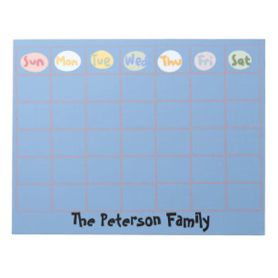 Bloc-note Simple Famille Funky Personnalisé Calendrier hebdo
