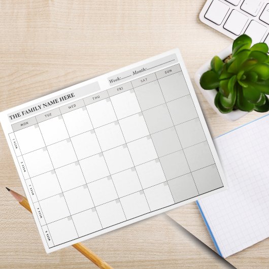 Bloc-note Simple Family Planner Calendar Notepad 2026