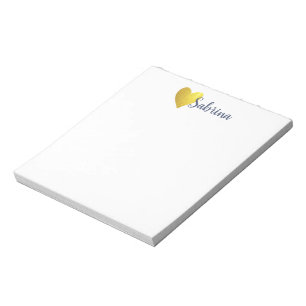 Bloc-note Simple Faux Gold Heart avec nom de script
