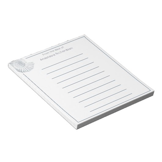 Bloc-note Simple Fossil Shell Pastel Blue du bureau de (Incliné)