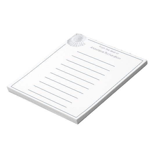 Bloc-note Simple Fossil Shell Pastel Blue du bureau de (Tourné)