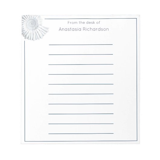 Bloc-note Simple Fossil Shell Pastel Blue du bureau de (Devant)