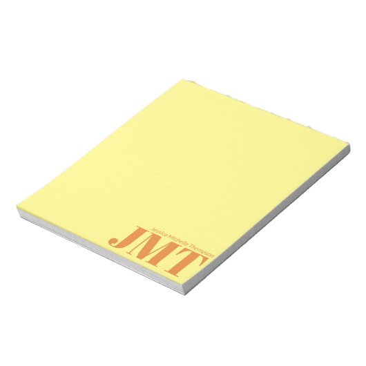 Bloc-note Simple Jaune clair et Monogramme orange (Tourné)