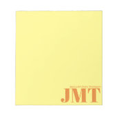 Bloc-note Simple Jaune clair et Monogramme orange (Devant)