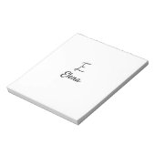 Bloc-note Simple lettrage monogramme noir minimal E ajouter (Tourné)
