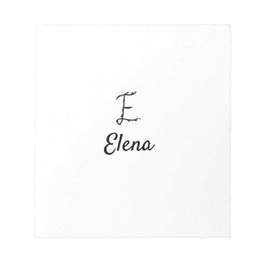 Bloc-note Simple lettrage monogramme noir minimal E ajouter (Devant)