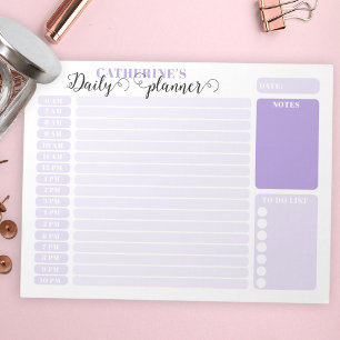 Bloc-note Simple Lilac Daily Horly Planner De 6H00 À 22H00