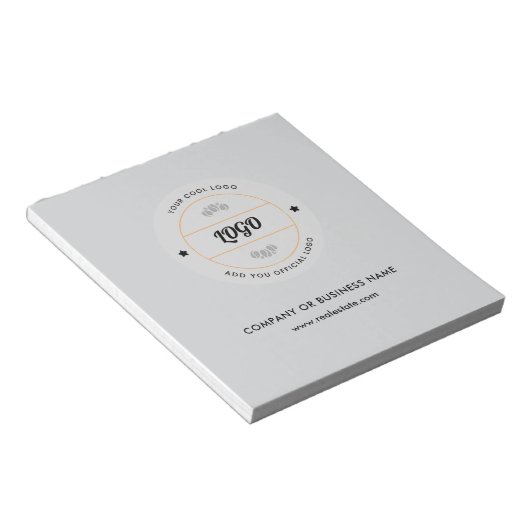 Bloc-note Simple logo d'entreprise rond et texte personnalis (Incliné)