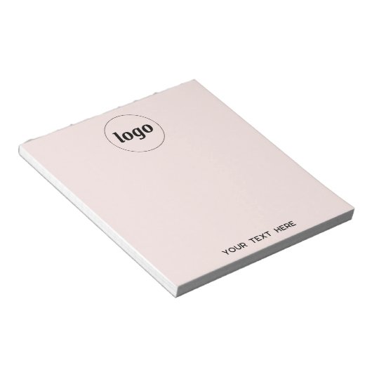 Bloc-note Simple Logo Texte Professionnel Promotionnel Blush (Incliné)