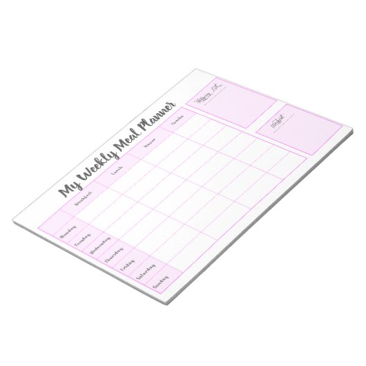 Bloc-note Simple ma planification de repas hebdomadaire (Incliné)