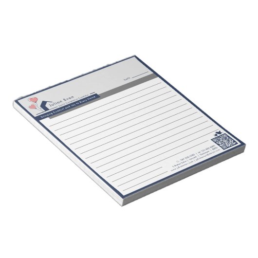 Bloc-note Simple Marine bleu Maison Blanche Logo Message Lin (Incliné)