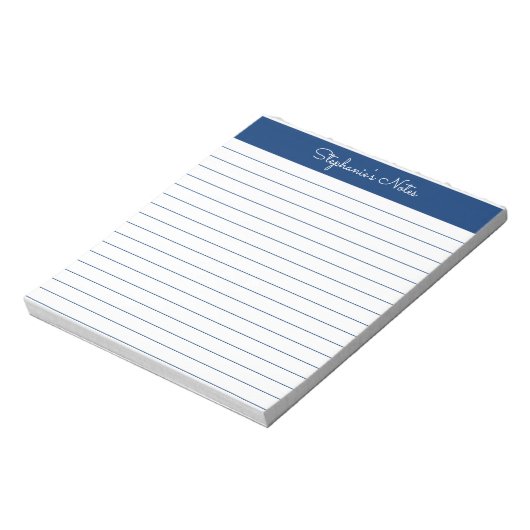 Bloc-note Simple Marine Blue Lined Personalized (Tourné)