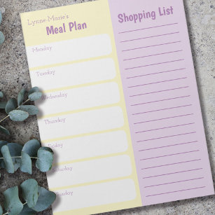 Bloc-note Simple Meal Planner Shopping List Personalized