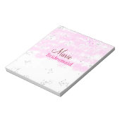 Bloc-note simple minimal ajouter nom monogramme rose demoise (Tourné)