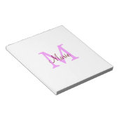 Bloc-note simple minimal ajouter nom monogramme rose rouge (Incliné)