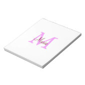 Bloc-note simple minimal ajouter nom monogramme rose rouge (Tourné)