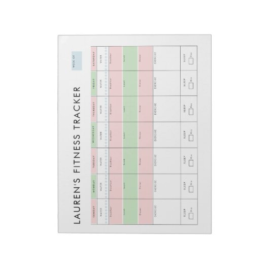 Bloc-note Simple Modern Fitness Tracker (Tourné)