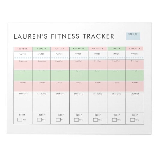 Bloc-note Simple Modern Fitness Tracker (Devant)