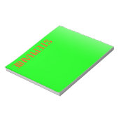 Bloc-note Simple & Modern Lime Green & Orange - Personalized (Tourné)