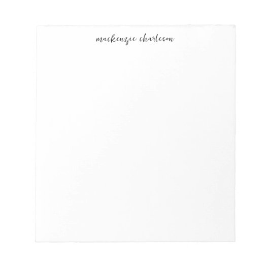 Bloc-note Simple Modern Script Personalized Name (Devant)