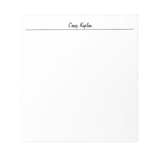 Bloc-note Simple Moderne Blanc Votre Nom Modifier (Devant)