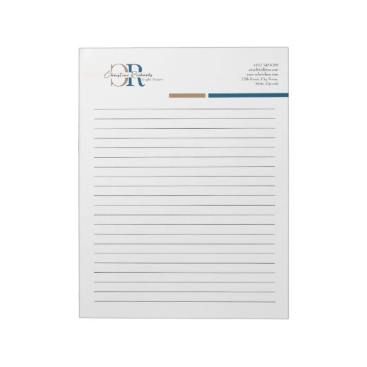 Bloc-note Simple moderne Blue Gold Monogramme Linked Busines (Tourné)