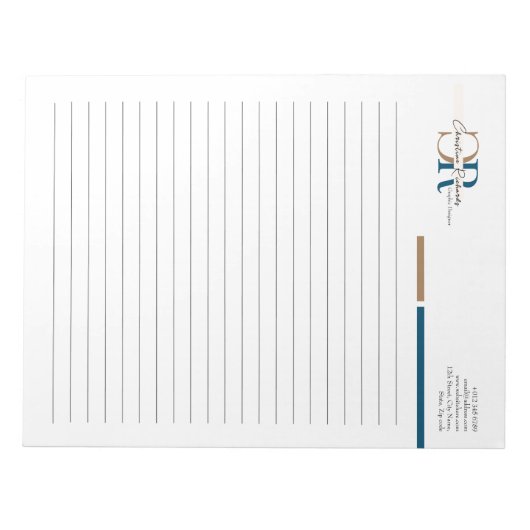 Bloc-note Simple moderne Blue Gold Monogramme Linked Busines (Devant)