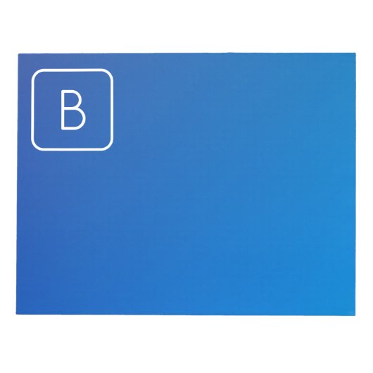 Bloc-note Simple Moderne Dégradé Ombré Bleu & Monogramme (Devant)