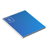 Bloc-note Simple Moderne Dégradé Ombré Bleu & Monogramme (Incliné)