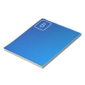 Bloc-note Simple Moderne Dégradé Ombré Bleu & Monogramme (Tourné)