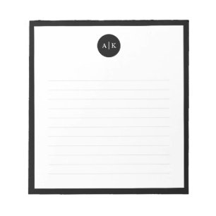 Bloc-note Simple moderne minimaliste noir Cercle blanc Monog