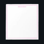 Bloc-note Simple moderne minimaliste rose deux bordures Mono<br><div class="desc">Créez votre propre bloc-notes monogramme personnalisé avec une typographie moderne simple et deux lignes de bordure minimalistes en couleur rose.</div>