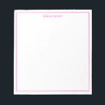 Bloc-note Simple moderne minimaliste rose deux bordures Mono<br><div class="desc">Créez votre propre bloc-notes monogramme personnalisé avec une typographie moderne simple et deux lignes de bordure minimalistes en couleur rose.</div>