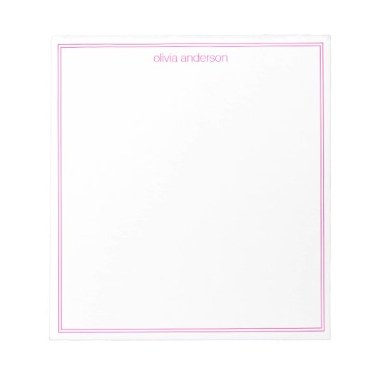 Bloc-note Simple moderne minimaliste rose deux bordures Mono (Devant)