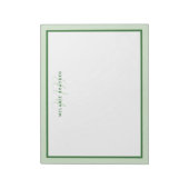 Bloc-note Simple Moderne Monogramme Bordure Deux Tons Vert (Tourné)